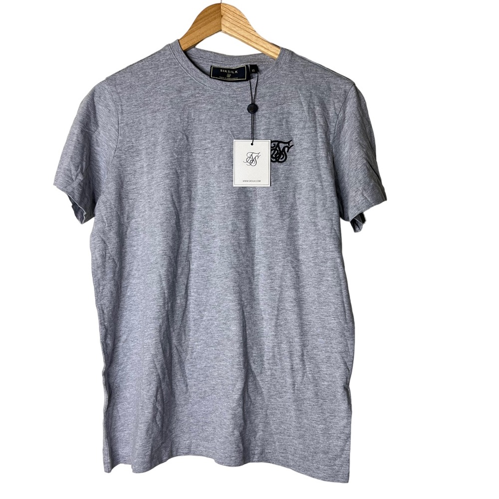 New Girls Siksilk Grey Marl Essentials Boyfriend T-Shirt - Picture 2 of 5
